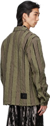 We11done Khaki Striped Shirt Jacket