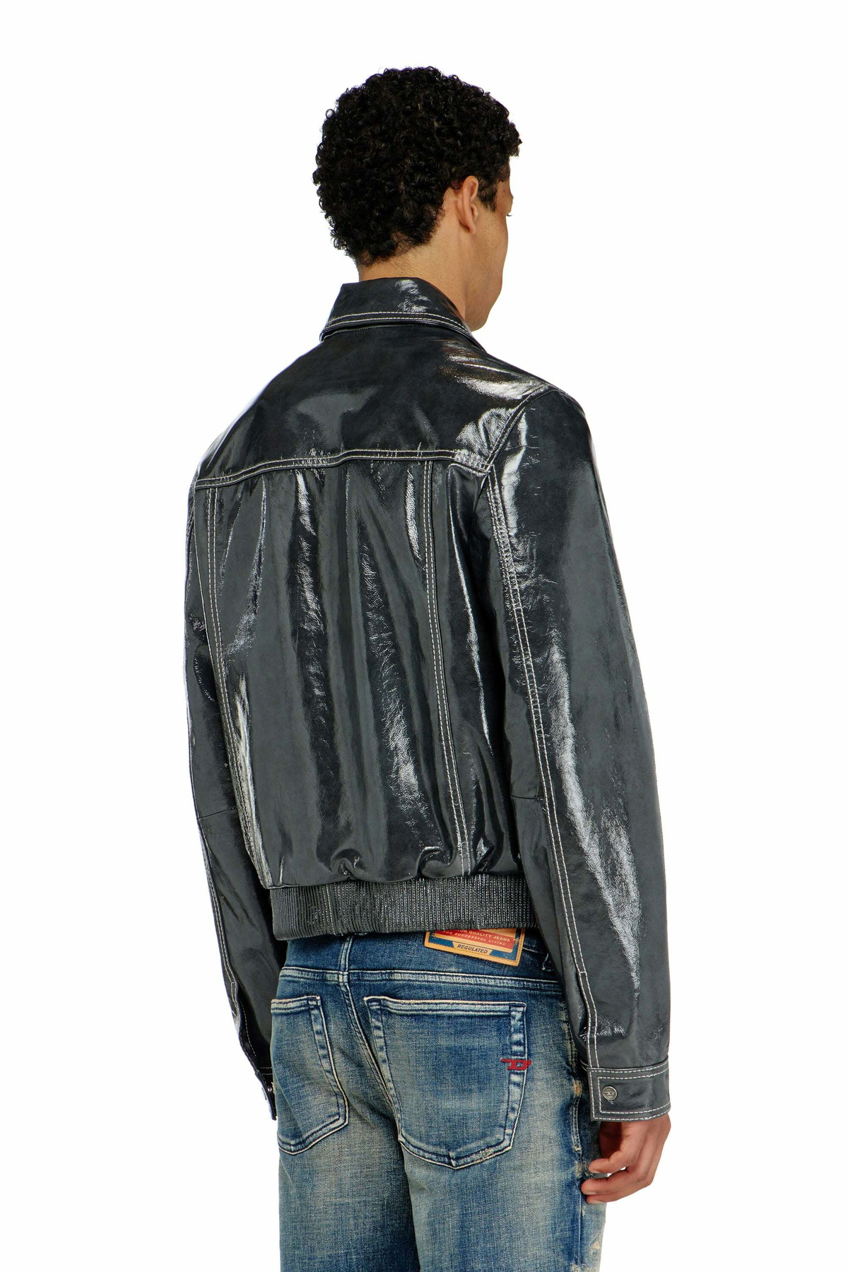 Diesel Patent-leather jacket - Leather jackets Mens in Grey