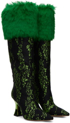SHUTING QIU Green & Black Floral Tall Boots