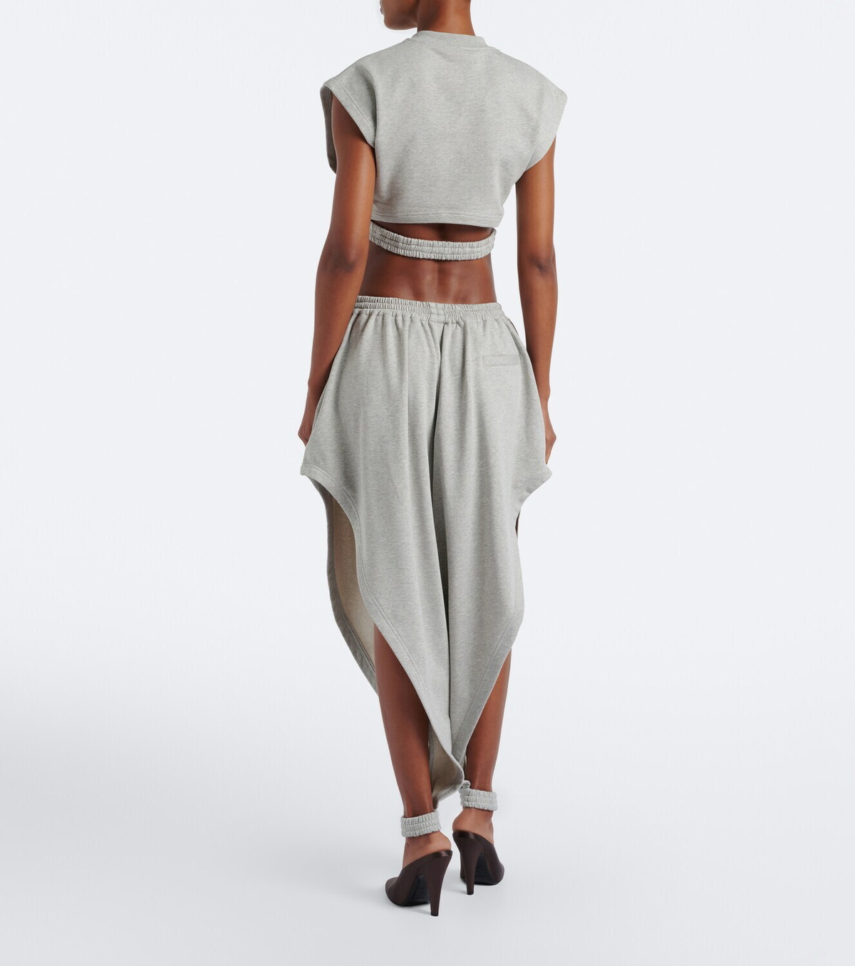 Alaïa Ruffled cotton-blend fleece tapered pants