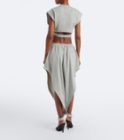 Alaïa Ruffled cotton-blend fleece tapered pants