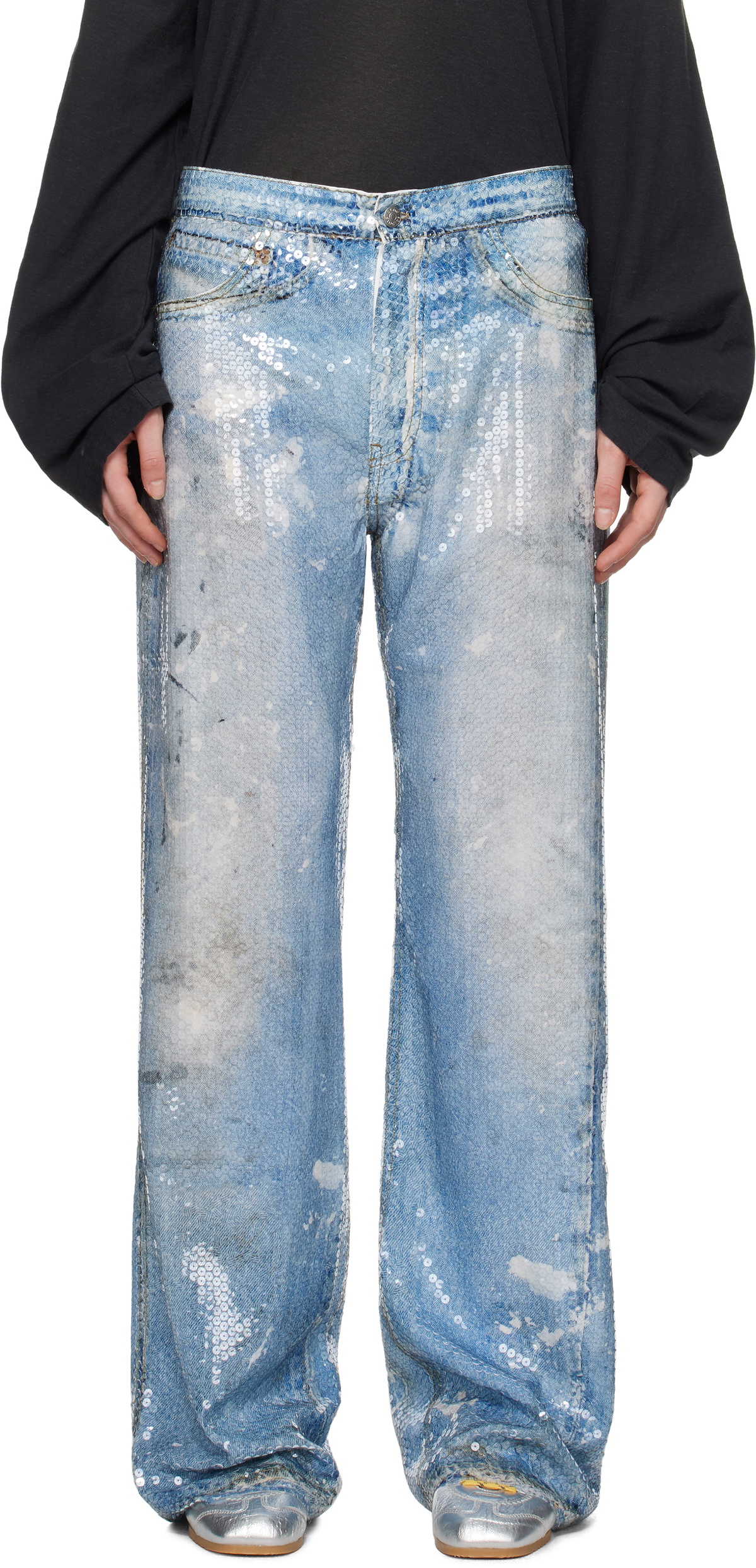 【送料&関税込】Acne Studios Acne Trousers Blue Acne Studios - Printed trousers - Light blue