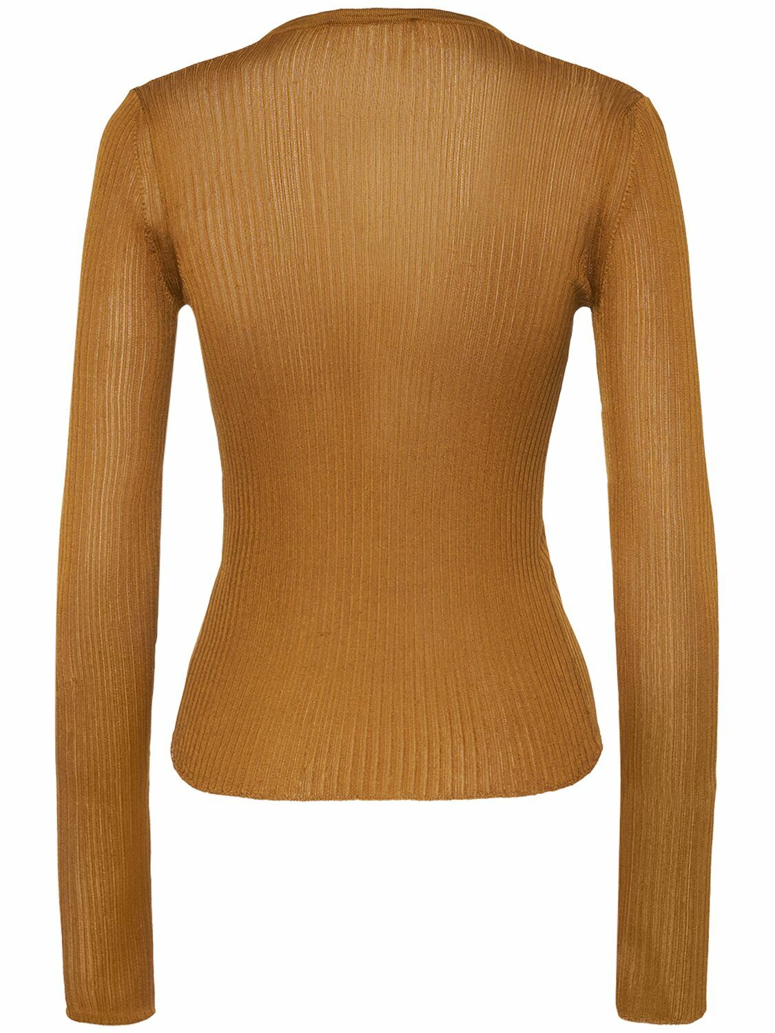 MAX MARA - Saggina Ribbed Silk V Neck L/s Top