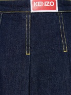 KENZO PARIS - Pleated Cotton Denim Mini Skirt