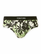 TOM FORD - Floral-Print Stretch-Cotton Briefs - Green