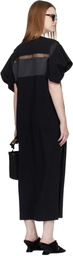 sacai Black Cotton Jersey Midi Dress