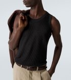 Brioni Ribbed-knit cotton, linen, and silk tank top