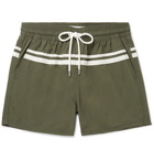 Atalaye - Roya Short-Length Striped Swim Shorts - Green