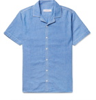 Orlebar Brown - Travis Slim-Fit Camp-Collar Cotton and Linen-Blend Shirt - Men - Blue