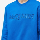 Alexander McQueen Men's Embroidered Logo Crew Sweat in Galactic Blue