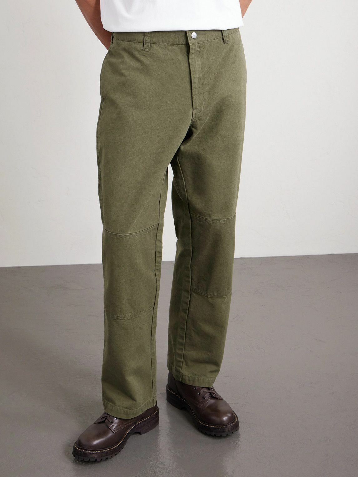 Neighborhood - Straight-Leg Double-Knee Cotton-Canvas Trousers - Green