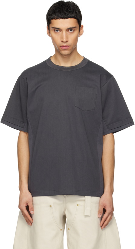 Photo: sacai Gray Cotton Jersey T-shirt