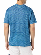 MC2 Saint Barth Man Blue Linen Jersey T-shirt Ecstasea With Sashiko Print