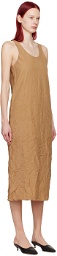 AURALEE Brown Wrinkled Midi Dress