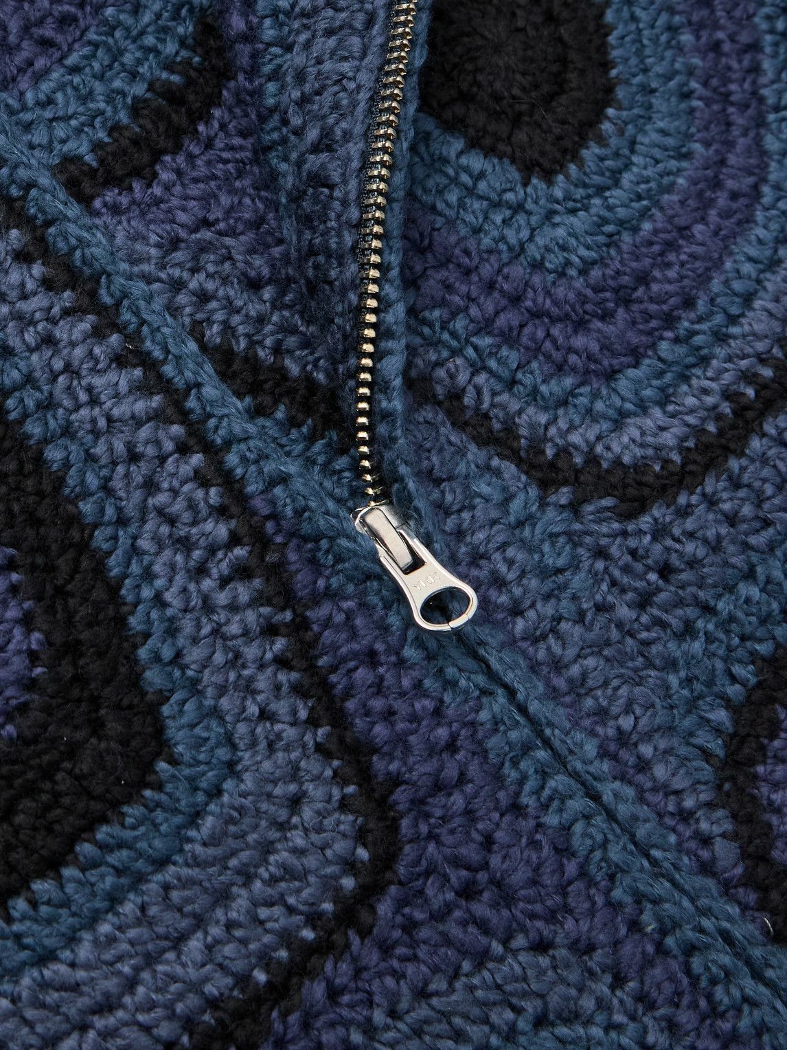 The Elder Statesman - Strata Crocheted Cotton Jacket - Blue