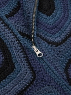 The Elder Statesman - Strata Crocheted Cotton Jacket - Blue
