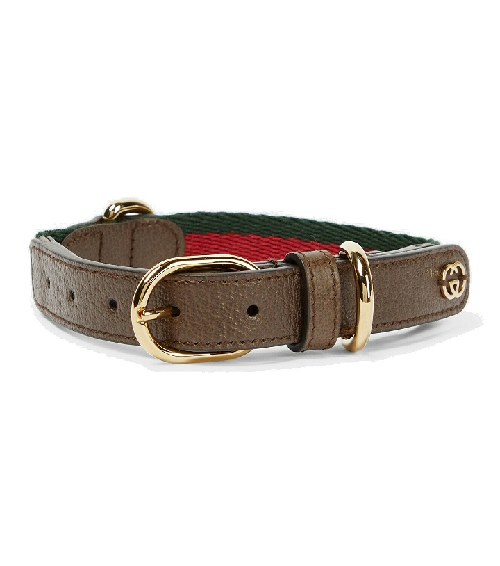 Photo: Gucci - Web Stripe S/M faux leather dog collar