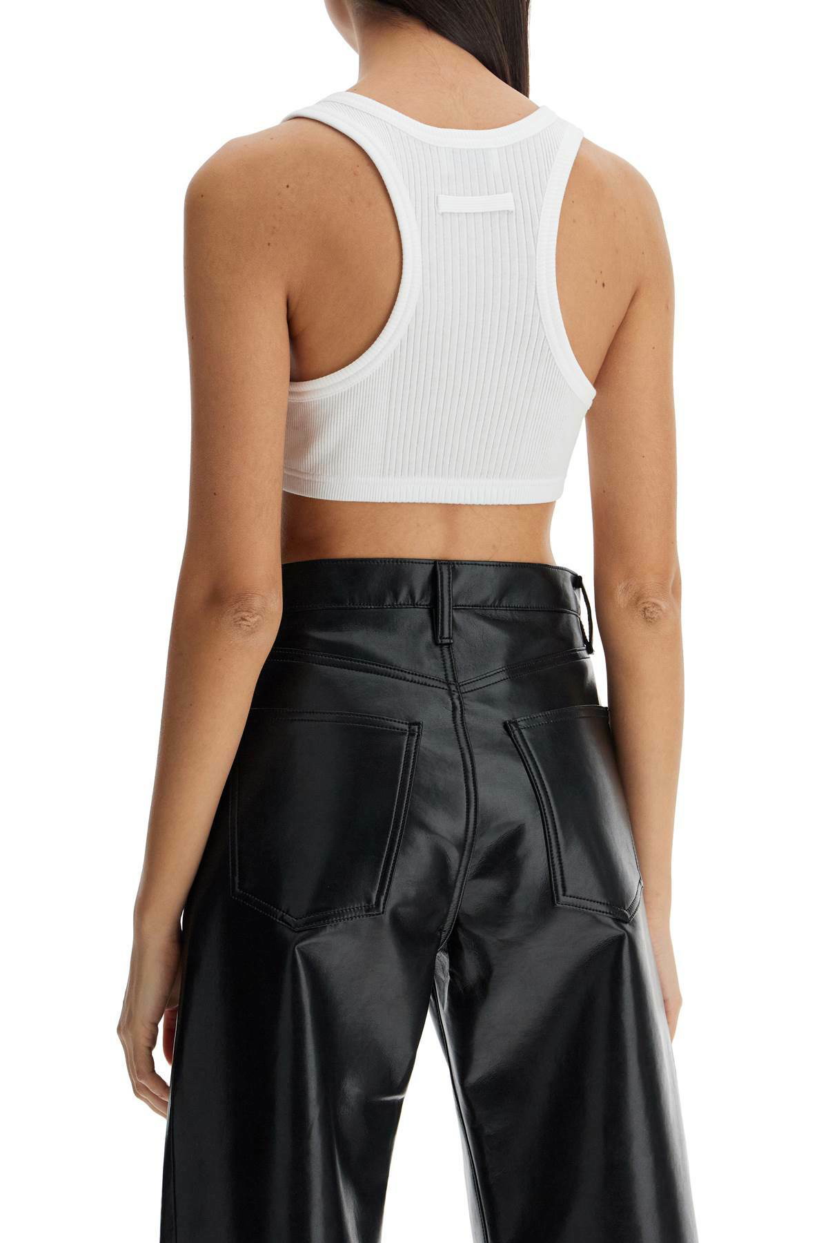 JEAN PAUL GAULTIER cropped tank top with overall-style White Jean