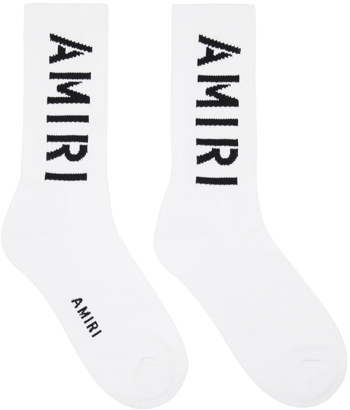 Photo: AMIRI White & Black Stencil Socks