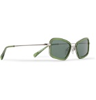 Sun Buddies - River Rectangle-Frame Acetate and Silver-Tone Sunglasses - Green