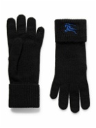 Burberry - Logo-Embroidered Cashmere-Blend Gloves - Black