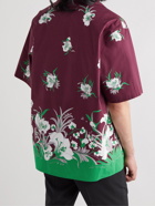 Valentino - Camp-Collar Floral-Print Cotton-Poplin Shirt - Burgundy