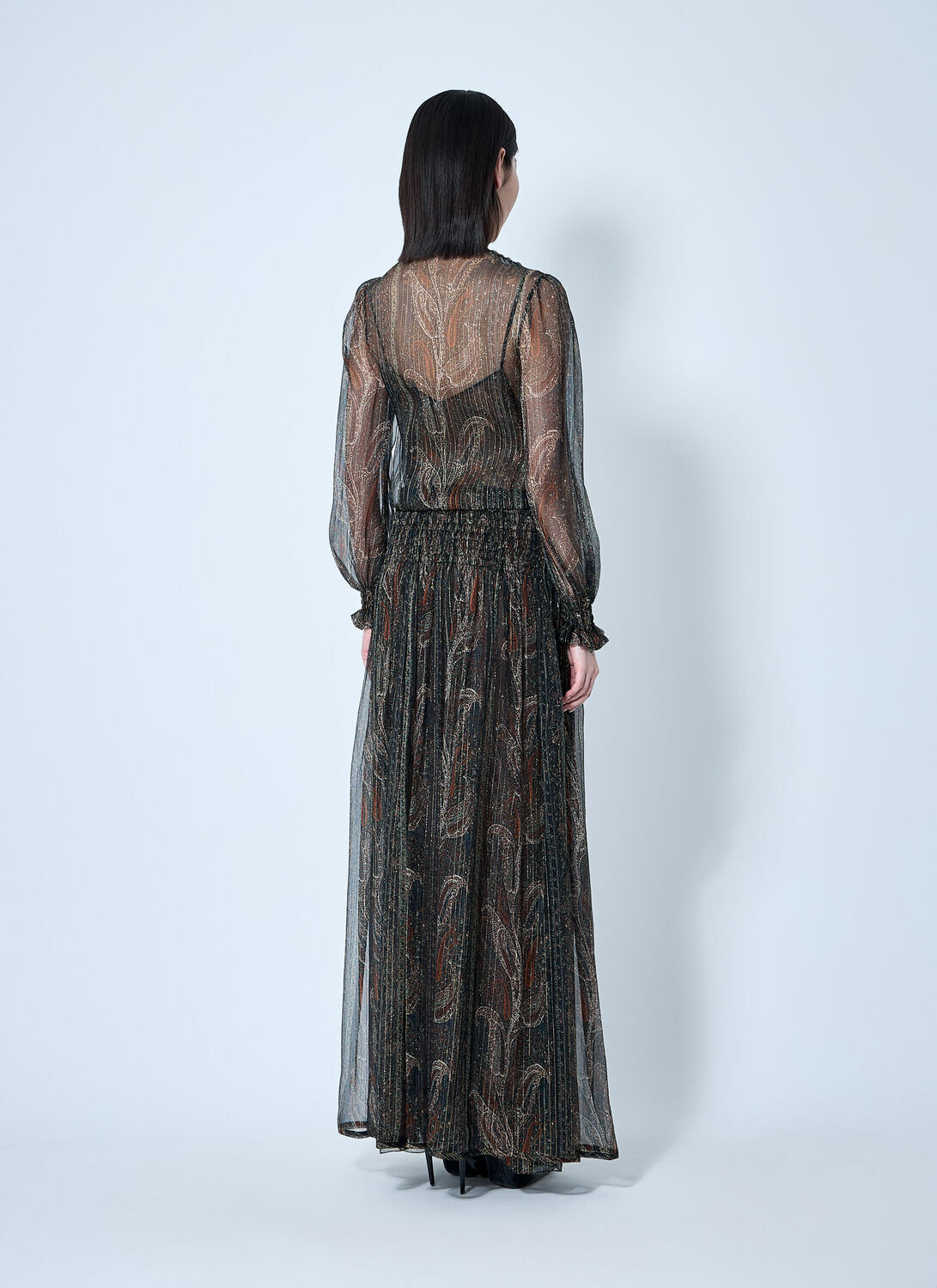 Saint Laurent Lavallière Paisley Silk Crepon Maxi Dress