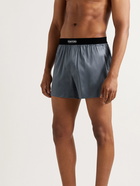 TOM FORD - Velvet-Trimmed Stretch-Silk Satin Boxer Briefs - Gray