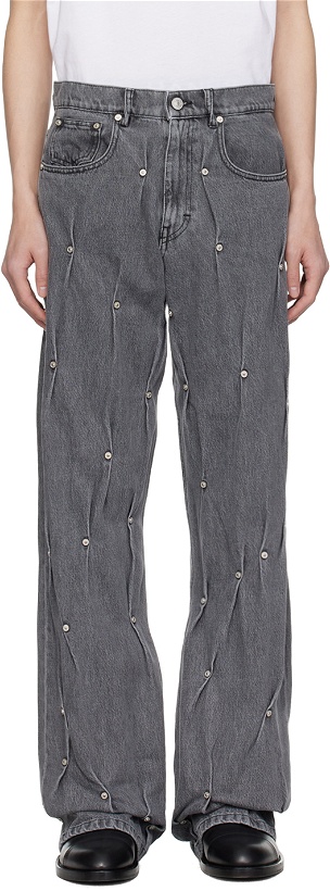 Photo: KUSIKOHC Gray Multi Rivet Jeans