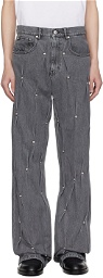 KUSIKOHC Gray Multi Rivet Jeans