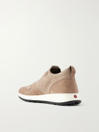 Tod's - Suede-Trimmed Wool-Knit Sneakers - Neutrals