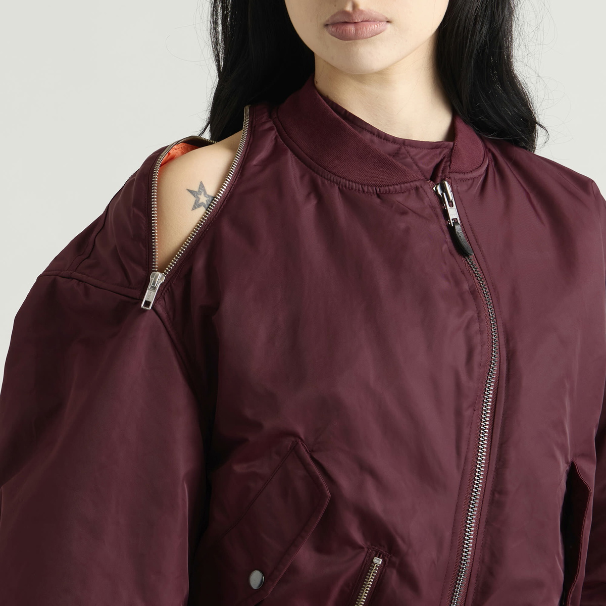 Ottolinger Women's Forever Zip Bomber Jacket in Burgundy