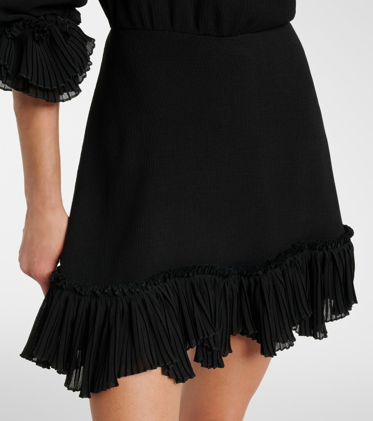 Saint Laurent Ruffled silk crepon minidress