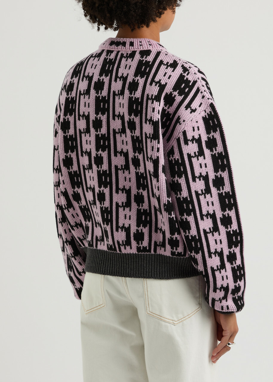 Meryll Rogge Maze-intarsia Wool Jumper Black