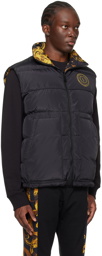 Versace Jeans Couture Black Watercolour Reversible Down Vest