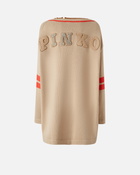 Pinko Varsity Style Cardigan With Embroidery And Patch Multicolour: Beige/Red
