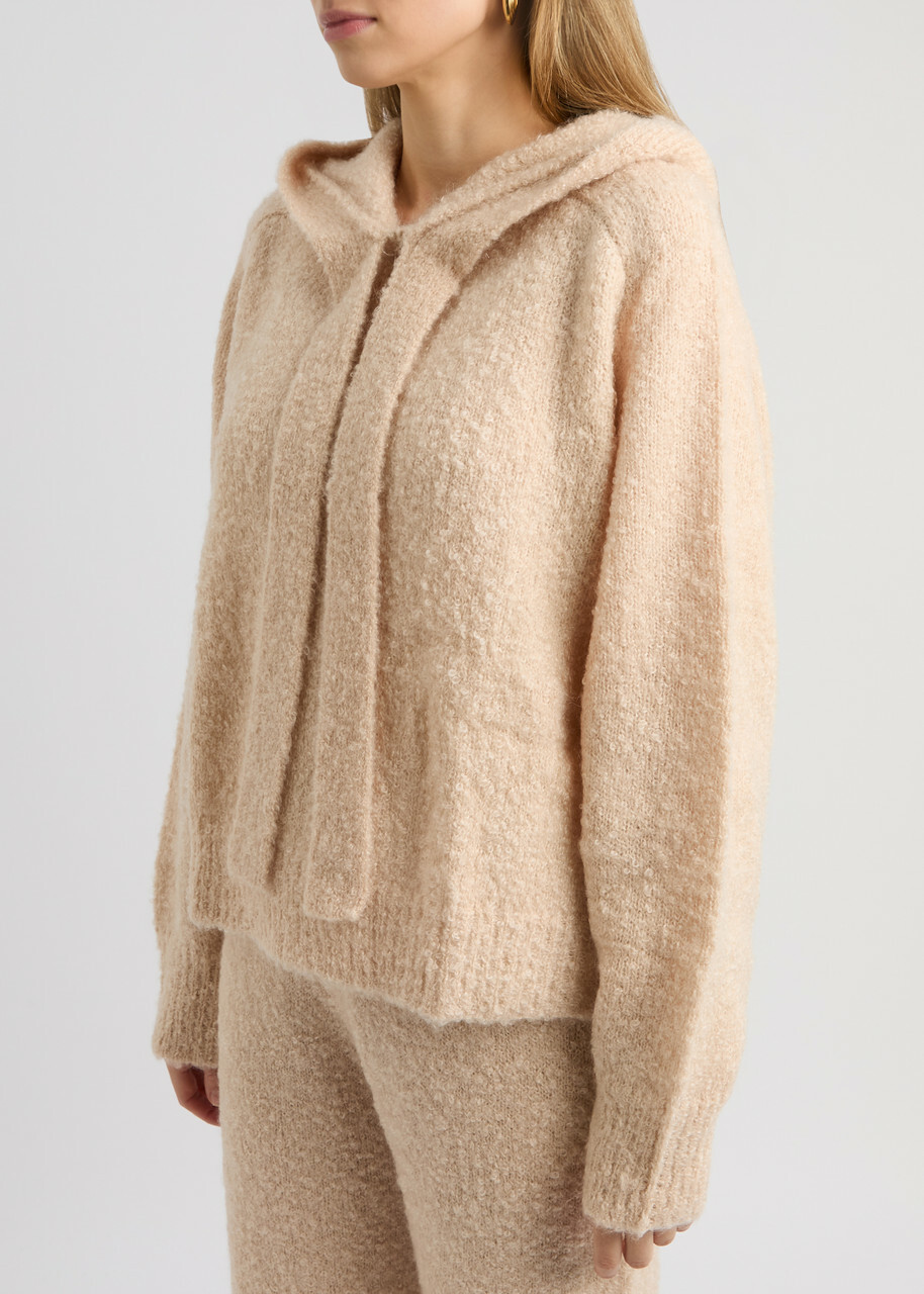 Crush Cashmere Bob Hooded Bouclé Mohair Jumper Beige
