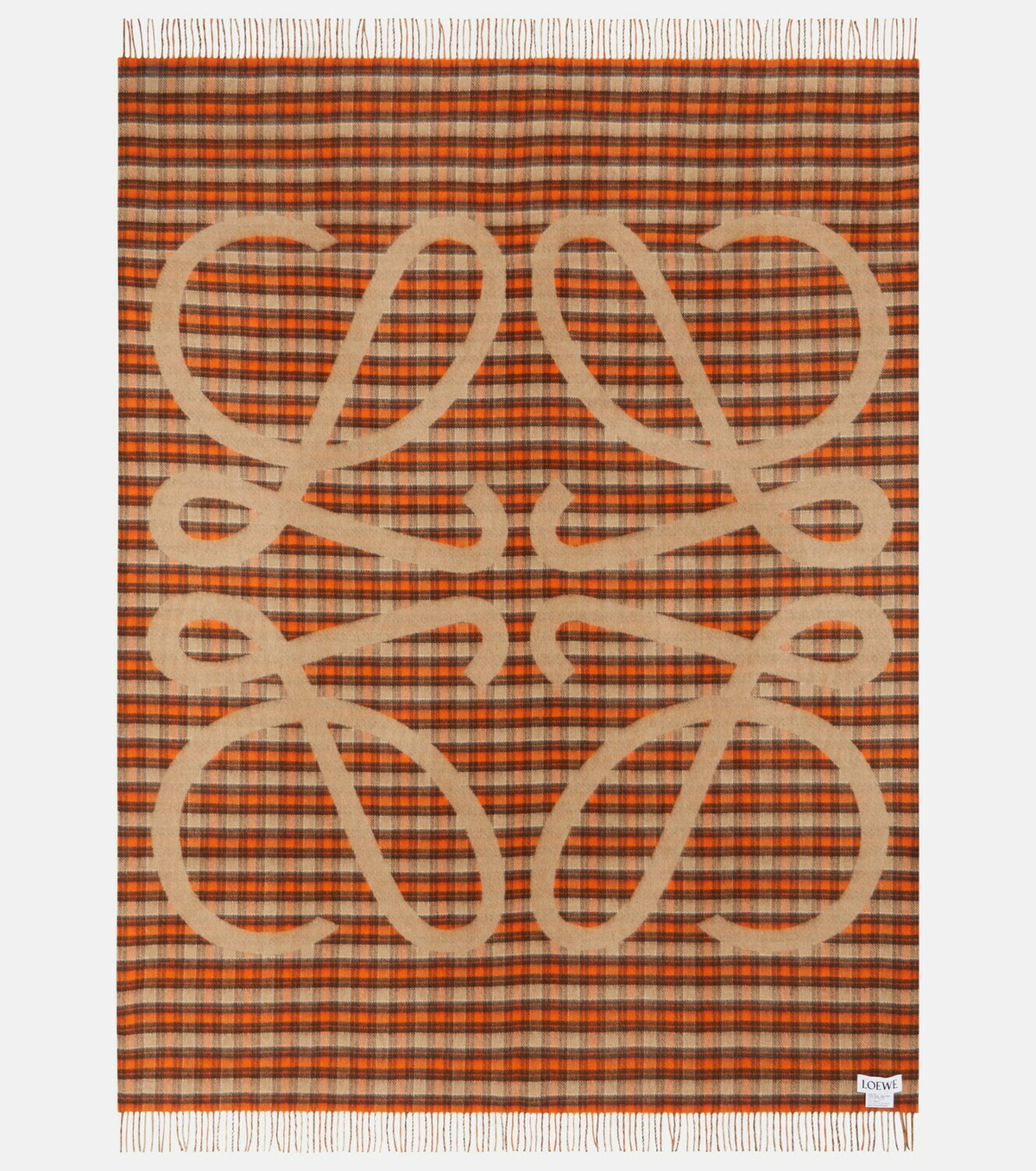 Loewe Anagram checked wool and cashmere blanket