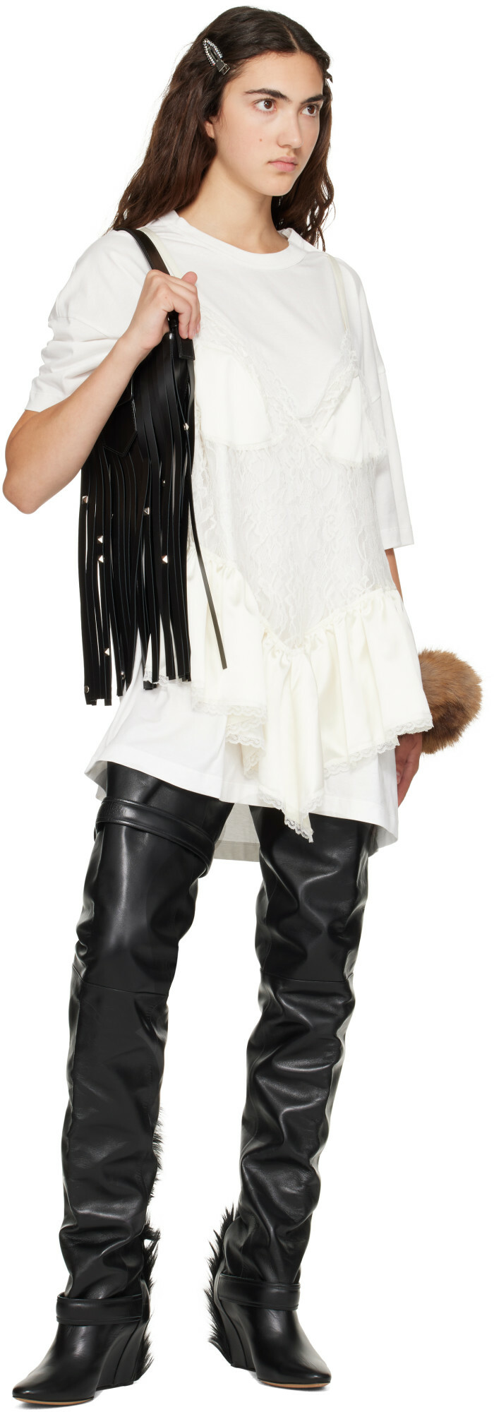 VAQUERA Black Mini Fringe Bag