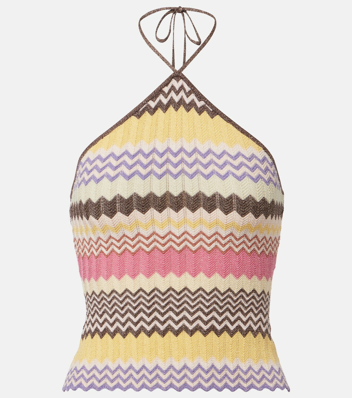 Faithfull Ria chevron halterneck lamé top