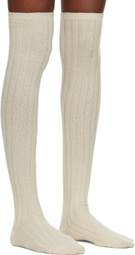 AURALEE Off-White Cashmere Low Gauge Knee-high Socks