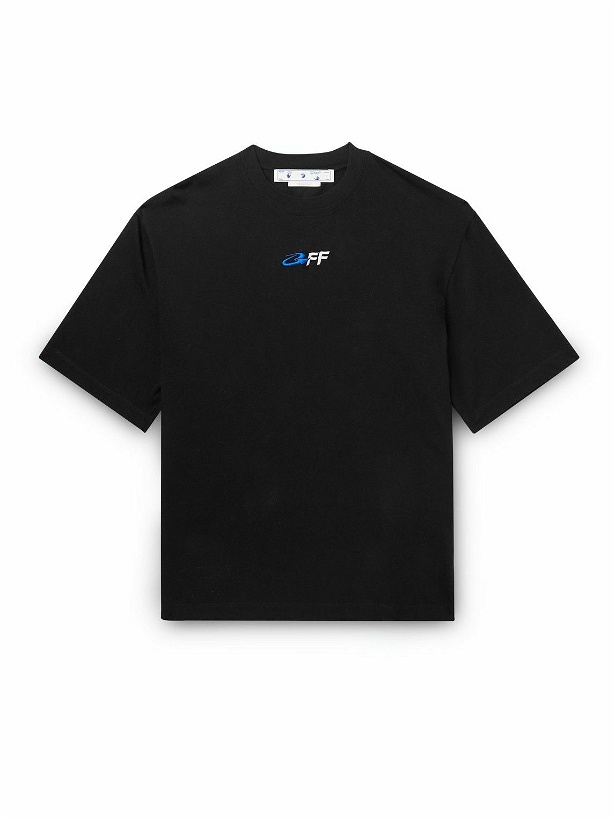 Photo: Off-White - Oversized Logo-Embroidered Printed Cotton-Jersey T-Shirt - Black