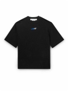 Off-White - Oversized Logo-Embroidered Printed Cotton-Jersey T-Shirt - Black