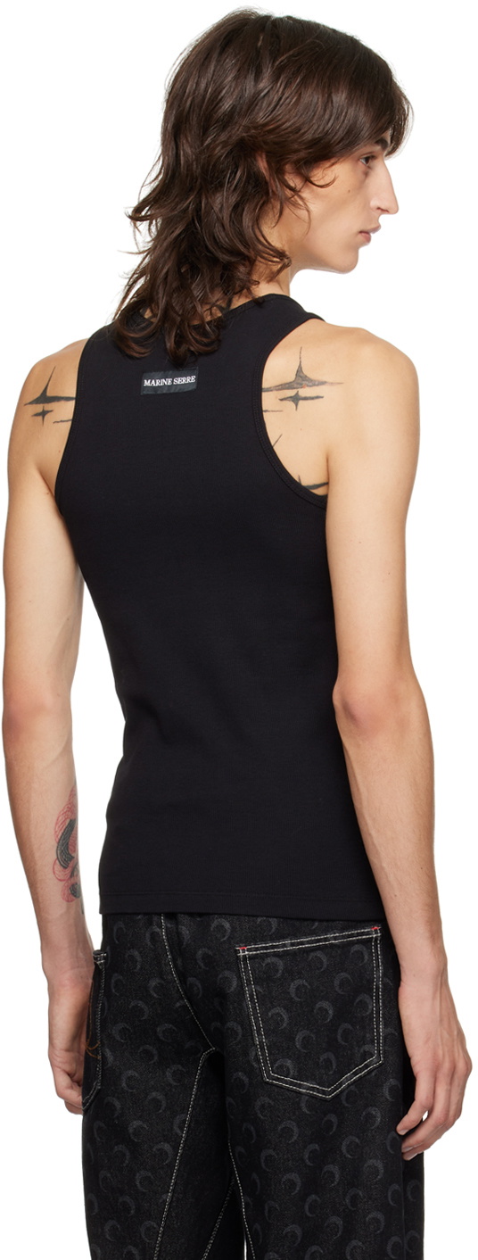 Marine Serre Black Organic Cotton Tank Top
