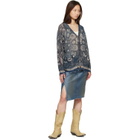 R13 Blue Printed Boyfriend Cardigan
