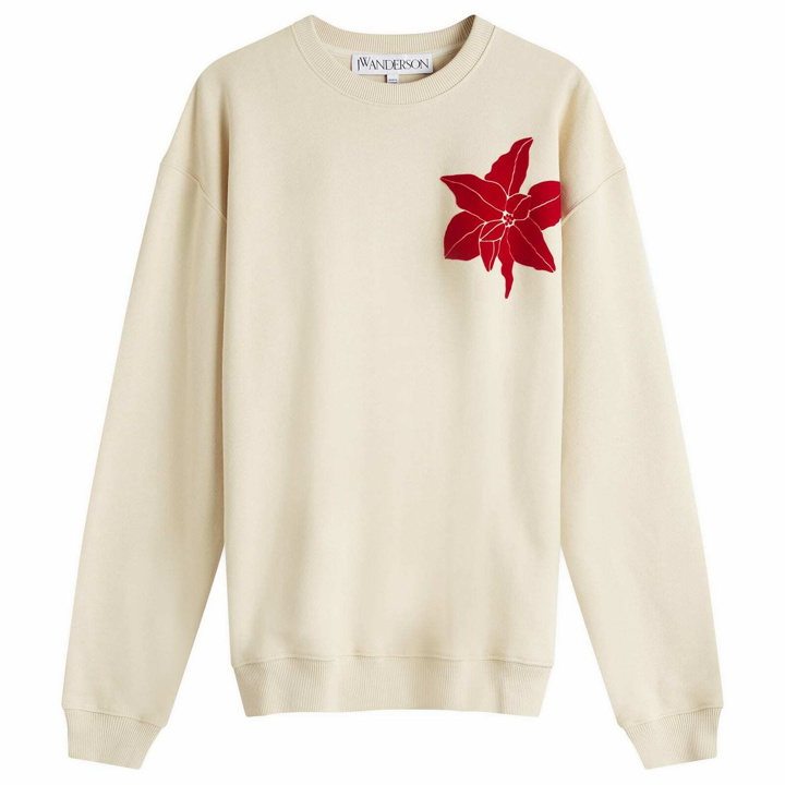 Photo: JW Anderson Men's Flocked Flower Sweatshirt in Cream