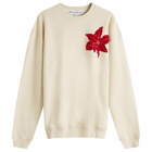 JW Anderson Men's Flocked Flower Sweatshirt in Cream