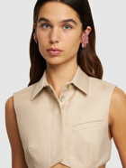 MAGDA BUTRYM - Pink Crystal Flower Earrings W/ Hook