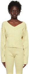 PERVERZE Off-White Multi Rib V-Neck Sweater