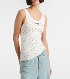 Miu Miu Floral cotton jersey tank top